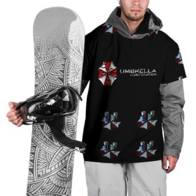 Накидка на куртку 3D с принтом Umbrella Corporation в Тюмени, 100% полиэстер |  | Тематика изображения на принте: апокалипсис | зла | зомби | обитель | твирус