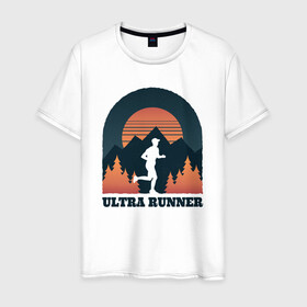 Мужская футболка хлопок с принтом Бег в Тюмени, 100% хлопок | прямой крой, круглый вырез горловины, длина до линии бедер, слегка спущенное плечо. | forest | run | runner | sunset | бег | для бега | марафон | спорт | фитнес