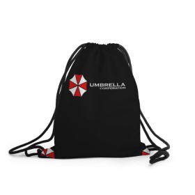 Рюкзак-мешок 3D с принтом Umbrella Corporation в Тюмени, 100% полиэстер | плотность ткани — 200 г/м2, размер — 35 х 45 см; лямки — толстые шнурки, застежка на шнуровке, без карманов и подкладки | апокалипсис | зла | зомби | обитель | твирус