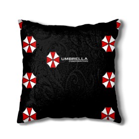 Подушка 3D с принтом Umbrella Corporation в Тюмени, наволочка – 100% полиэстер, наполнитель – холлофайбер (легкий наполнитель, не вызывает аллергию). | состоит из подушки и наволочки. Наволочка на молнии, легко снимается для стирки | апокалипсис | зла | зомби | обитель | твирус