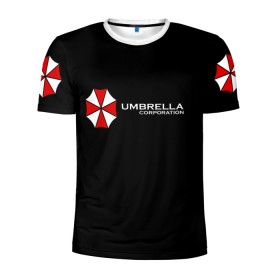 Мужская футболка 3D спортивная с принтом Umbrella Corporation в Тюмени, 100% полиэстер с улучшенными характеристиками | приталенный силуэт, круглая горловина, широкие плечи, сужается к линии бедра | апокалипсис | зла | зомби | обитель | твирус