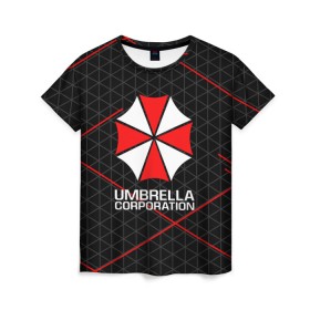 Женская футболка 3D с принтом UMBRELLA CORP в Тюмени, 100% полиэфир ( синтетическое хлопкоподобное полотно) | прямой крой, круглый вырез горловины, длина до линии бедер | ada wong | biohazard | leon | nemesis | project resistance | raccoon city | re2 | resident evil 2 | rpd | stars | umbrella | ада вонг | амбрелла | немесис | ужасы