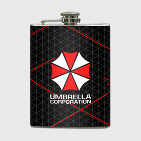 Фляга с принтом UMBRELLA CORP | АМБРЕЛЛА КОРП в Тюмени, металлический корпус | емкость 0,22 л, размер 125 х 94 мм. Виниловая наклейка запечатывается полностью | Тематика изображения на принте: ada wong | biohazard | leon | nemesis | project resistance | raccoon city | re2 | resident evil 2 | rpd | stars | umbrella | ада вонг | амбрелла | немесис | ужасы