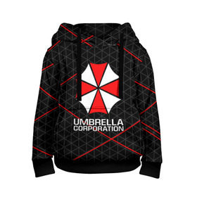 Детская толстовка 3D с принтом UMBRELLA CORP в Тюмени, 100% полиэстер | двухслойный капюшон со шнурком для регулировки, мягкие манжеты на рукавах и по низу толстовки, спереди карман-кенгуру с мягким внутренним слоем | Тематика изображения на принте: ada wong | biohazard | leon | nemesis | project resistance | raccoon city | re2 | resident evil 2 | rpd | stars | umbrella | ада вонг | амбрелла | немесис | ужасы