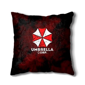 Подушка 3D с принтом UMBRELLA CORP в Тюмени, наволочка – 100% полиэстер, наполнитель – холлофайбер (легкий наполнитель, не вызывает аллергию). | состоит из подушки и наволочки. Наволочка на молнии, легко снимается для стирки | 