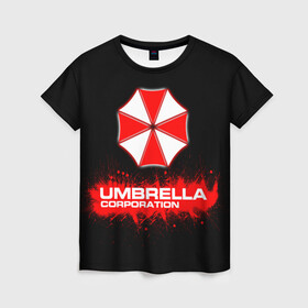 Женская футболка 3D с принтом Umbrella Corporation в Тюмени, 100% полиэфир ( синтетическое хлопкоподобное полотно) | прямой крой, круглый вырез горловины, длина до линии бедер | corporation | umbrella | umbrella corporation | амбрела | амбрелла корпорейшн | военная корпорация | корпорация | фармацевтическая корпорация
