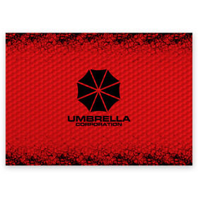 Поздравительная открытка с принтом Umbrella Corporation в Тюмени, 100% бумага | плотность бумаги 280 г/м2, матовая, на обратной стороне линовка и место для марки
 | corporation | umbrella | umbrella corporation | амбрела | амбрелла корпорейшн | военная корпорация | корпорация | фармацевтическая корпорация