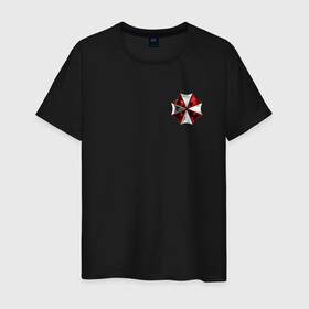 Мужская футболка хлопок с принтом UMBRELLA CORP(+спина) в Тюмени, 100% хлопок | прямой крой, круглый вырез горловины, длина до линии бедер, слегка спущенное плечо. | Тематика изображения на принте: ada wong | biohazard | leon | nemesis | project resistance | raccoon city | re2 | resident evil 2 | rpd | stars | umbrella | ада вонг | амбрелла | немесис | ужасы