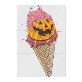 Магнитный плакат 2Х3 с принтом Pumpkin IceCream в Тюмени, Полимерный материал с магнитным слоем | 6 деталей размером 9*9 см | helloween | ice cream | icecream | pumpkin | глаз | глазурь | еда | крем | мороженое | рожок | тыква | улыбка