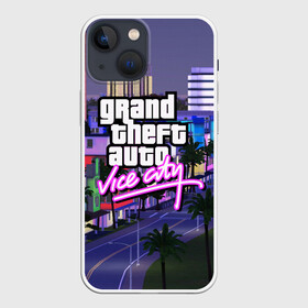 Чехол для iPhone 13 mini с принтом Grand Theft Auto Vice City в Тюмени,  |  | grand theft auto 2 | grand theft auto 3 | grand theft auto v | grand theft auto: san andreas | grand theft auto: vice city | gta 1 | gta 2 | gta 3 | gta 4 | gta 5 | gta online | gta v | город | игры