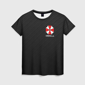Женская футболка 3D с принтом UMBRELLA CORP | АМБРЕЛЛА КОРП в Тюмени, 100% полиэфир ( синтетическое хлопкоподобное полотно) | прямой крой, круглый вырез горловины, длина до линии бедер | ada wong | biohazard | leon | nemesis | project resistance | raccoon city | re2 | resident evil 2 | rpd | stars | umbrella | ада вонг | амбрелла | немесис | ужасы