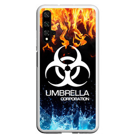 Чехол для Honor 20 с принтом UMBRELLA CORPORATION в Тюмени, Силикон | Область печати: задняя сторона чехла, без боковых панелей | Тематика изображения на принте: biohazard | biohazard 7 | crocodile | fang | game | hand | monster | new umbrella | resident evil | resident evil 7 | umbrella | umbrella corp | umbrella corporation | zombie | обитель