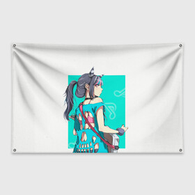 Флаг-баннер с принтом Ibuki Mioda в Тюмени, 100% полиэстер | размер 67 х 109 см, плотность ткани — 95 г/м2; по краям флага есть четыре люверса для крепления | danganronpa | ibuki mioda | данганронпа | ибуки миода