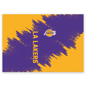 Поздравительная открытка с принтом LA LAKERS в Тюмени, 100% бумага | плотность бумаги 280 г/м2, матовая, на обратной стороне линовка и место для марки
 | america | basketball | kobe bryant | la | la lakers | lakers | los angeles lakers | nba | usa | баскетбол | кобе брайант | лос анджелес лейкерс | нба | сша