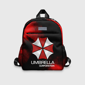 Детский рюкзак 3D с принтом UMBRELLA CORP в Тюмени, 100% полиэстер | лямки с регулируемой длиной, сверху петелька, чтобы рюкзак можно было повесить на вешалку. Основное отделение закрывается на молнию, как и внешний карман. Внутри дополнительный карман. По бокам два дополнительных кармашка | biohazard | biohazard 7 | crocodile | fang | game | hand | monster | new umbrella | resident evil | resident evil 7 | umbrella | umbrella corp | umbrella corporation | zombie | обитель