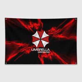 Флаг-баннер с принтом UMBRELLA CORP в Тюмени, 100% полиэстер | размер 67 х 109 см, плотность ткани — 95 г/м2; по краям флага есть четыре люверса для крепления | biohazard | biohazard 7 | crocodile | fang | game | hand | monster | new umbrella | resident evil | resident evil 7 | umbrella | umbrella corp | umbrella corporation | zombie | обитель