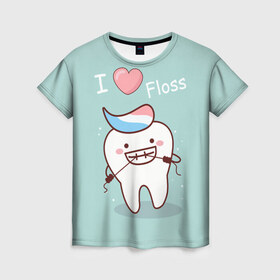 Женская футболка 3D с принтом Tooth в Тюмени, 100% полиэфир ( синтетическое хлопкоподобное полотно) | прямой крой, круглый вырез горловины, длина до линии бедер | 9 февраля | врач | день стоматолога | зуб | майки в подарок | майки на 9 февраля | подарки на день стоматолога | стоматолог