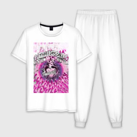 Мужская пижама хлопок с принтом Three Days Grace art в Тюмени, 100% хлопок | брюки и футболка прямого кроя, без карманов, на брюках мягкая резинка на поясе и по низу штанин
 | art | days | grace | life | music | now | rock | starts | three | арт | гранж | музыка | рок