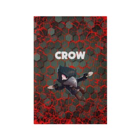 Обложка для паспорта матовая кожа с принтом BRAWL STARS CROW. в Тюмени, натуральная матовая кожа | размер 19,3 х 13,7 см; прозрачные пластиковые крепления | Тематика изображения на принте: bea | bibi | brawl stars | colt | crow | el brown | leon | leon shark | max | nita | sally leon | shark | акула | беа | берли | биби | бравл старс | браун | ворон | кольт | леон | леон акула | макс | нита | шелли