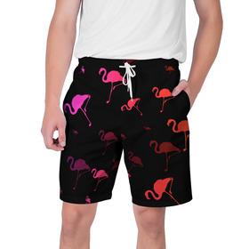 Мужские шорты 3D с принтом Фламинго в Тюмени,  полиэстер 100% | прямой крой, два кармана без застежек по бокам. Мягкая трикотажная резинка на поясе, внутри которой широкие завязки. Длина чуть выше колен | Тематика изображения на принте: минимализм | прикольные картинки | прикольные надписи | розовый фламинго | фламинго