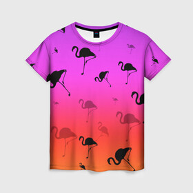 Женская футболка 3D с принтом Фламинго в Тюмени, 100% полиэфир ( синтетическое хлопкоподобное полотно) | прямой крой, круглый вырез горловины, длина до линии бедер | минимализм | прикольные картинки | прикольные надписи | розовый фламинго | фламинго