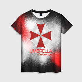 Женская футболка 3D с принтом UMBRELLA CORP в Тюмени, 100% полиэфир ( синтетическое хлопкоподобное полотно) | прямой крой, круглый вырез горловины, длина до линии бедер | biohazard | biohazard 7 | crocodile | fang | game | hand | monster | new umbrella | resident evil | resident evil 7 | umbrella | umbrella corp | umbrella corporation | zombie | обитель