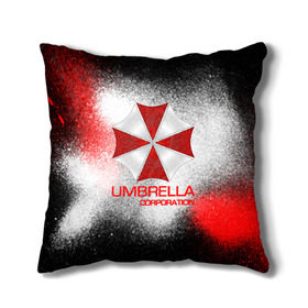 Подушка 3D с принтом UMBRELLA CORP в Тюмени, наволочка – 100% полиэстер, наполнитель – холлофайбер (легкий наполнитель, не вызывает аллергию). | состоит из подушки и наволочки. Наволочка на молнии, легко снимается для стирки | biohazard | biohazard 7 | crocodile | fang | game | hand | monster | new umbrella | resident evil | resident evil 7 | umbrella | umbrella corp | umbrella corporation | zombie | обитель