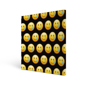 Холст квадратный с принтом New Emoji в Тюмени, 100% ПВХ |  | Тематика изображения на принте: crying | emoji | smile | smiling face with tear | tear | плачущий | слеза | смайлик | улыбка | эмодзи