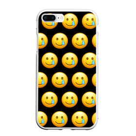 Чехол для iPhone 7Plus/8 Plus матовый с принтом New Emoji в Тюмени, Силикон | Область печати: задняя сторона чехла, без боковых панелей | crying | emoji | smile | smiling face with tear | tear | плачущий | слеза | смайлик | улыбка | эмодзи