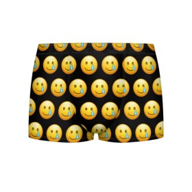 Мужские трусы 3D с принтом New Emoji в Тюмени, 50% хлопок, 50% полиэстер | классическая посадка, на поясе мягкая тканевая резинка | crying | emoji | smile | smiling face with tear | tear | плачущий | слеза | смайлик | улыбка | эмодзи