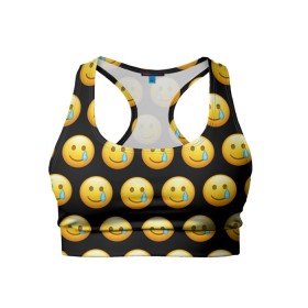 Женский спортивный топ 3D с принтом New Emoji в Тюмени, 82% полиэстер, 18% спандекс Ткань безопасна для здоровья, позволяет коже дышать, не мнется и не растягивается |  | crying | emoji | smile | smiling face with tear | tear | плачущий | слеза | смайлик | улыбка | эмодзи
