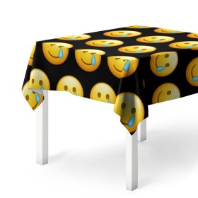 Скатерть 3D с принтом New Emoji в Тюмени, 100% полиэстер (ткань не мнется и не растягивается) | Размер: 150*150 см | Тематика изображения на принте: crying | emoji | smile | smiling face with tear | tear | плачущий | слеза | смайлик | улыбка | эмодзи