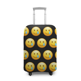 Чехол для чемодана 3D с принтом New Emoji в Тюмени, 86% полиэфир, 14% спандекс | двустороннее нанесение принта, прорези для ручек и колес | crying | emoji | smile | smiling face with tear | tear | плачущий | слеза | смайлик | улыбка | эмодзи