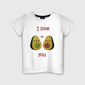 Детская футболка хлопок с принтом AVOCADO LOVE в Тюмени, 100% хлопок | круглый вырез горловины, полуприлегающий силуэт, длина до линии бедер | Тематика изображения на принте: avokado | авокадо
