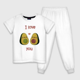 Детская пижама хлопок с принтом AVOCADO LOVE в Тюмени, 100% хлопок |  брюки и футболка прямого кроя, без карманов, на брюках мягкая резинка на поясе и по низу штанин
 | avokado | авокадо