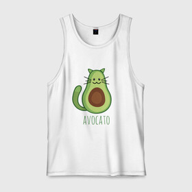 Мужская майка хлопок с принтом AVOCATO в Тюмени, 100% хлопок |  | avocado | avocato | avogato | cat | cats | авокадо | авокато | авокот | картинка | картинки | кот | коте | котэ | прикольная | прикольные