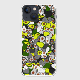 Чехол для iPhone 13 mini с принтом Камуфляж с авокадо в Тюмени,  |  | Тематика изображения на принте: avocado | адвокадо | веган | еда | камо | милитари | оовощь | паттерн | фрукт | хаки