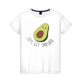 Женская футболка хлопок с принтом Авокадо в Тюмени, 100% хлопок | прямой крой, круглый вырез горловины, длина до линии бедер, слегка спущенное плечо | авокадо | мемы | минимализм | прикольные картинки | прикольные надписи | растение | фрукт