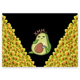 Поздравительная открытка с принтом Авокадо в Тюмени, 100% бумага | плотность бумаги 280 г/м2, матовая, на обратной стороне линовка и место для марки
 | авокадо | веган | еда блогеров | мемы | минимализм | прикольные картинки | прикольные надписи | растение | смешное авокадо | фрукт