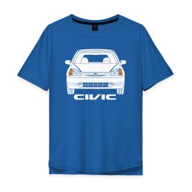 Мужская футболка хлопок Oversize с принтом Honda Civic EP (7gen) в Тюмени, 100% хлопок | свободный крой, круглый ворот, “спинка” длиннее передней части | Тематика изображения на принте: civic | civic ep | ep | honda | honda civic | honda civic ep