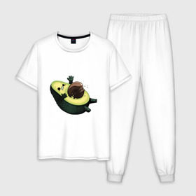 Мужская пижама хлопок с принтом Авокадо в Тюмени, 100% хлопок | брюки и футболка прямого кроя, без карманов, на брюках мягкая резинка на поясе и по низу штанин
 | авокадо | веган | еда блогеров | мемы | минимализм | прикольные картинки | прикольные надписи | растение | смешное авокадо | фрукт
