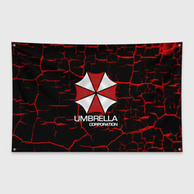 Флаг-баннер с принтом UMBRELLA CORP в Тюмени, 100% полиэстер | размер 67 х 109 см, плотность ткани — 95 г/м2; по краям флага есть четыре люверса для крепления | biohazard | biohazard 7 | crocodile | fang | game | hand | monster | new umbrella | resident evil | resident evil 7 | umbrella | umbrella corp | umbrella corporation | zombie | обитель