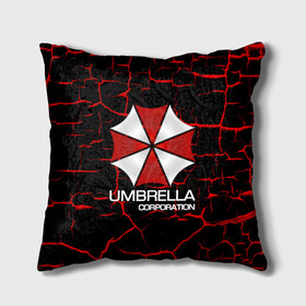 Подушка 3D с принтом UMBRELLA CORP в Тюмени, наволочка – 100% полиэстер, наполнитель – холлофайбер (легкий наполнитель, не вызывает аллергию). | состоит из подушки и наволочки. Наволочка на молнии, легко снимается для стирки | biohazard | biohazard 7 | crocodile | fang | game | hand | monster | new umbrella | resident evil | resident evil 7 | umbrella | umbrella corp | umbrella corporation | zombie | обитель