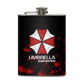 Фляга с принтом UMBRELLA CORP в Тюмени, металлический корпус | емкость 0,22 л, размер 125 х 94 мм. Виниловая наклейка запечатывается полностью | biohazard | biohazard 7 | crocodile | fang | game | hand | monster | new umbrella | resident evil | resident evil 7 | umbrella | umbrella corp | umbrella corporation | zombie | обитель