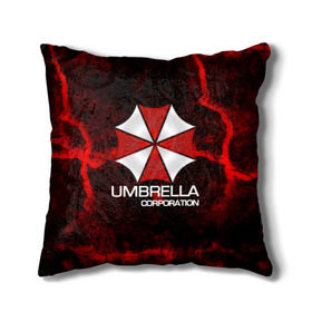 Подушка 3D с принтом UMBRELLA CORP в Тюмени, наволочка – 100% полиэстер, наполнитель – холлофайбер (легкий наполнитель, не вызывает аллергию). | состоит из подушки и наволочки. Наволочка на молнии, легко снимается для стирки | biohazard | biohazard 7 | crocodile | fang | game | hand | monster | new umbrella | resident evil | resident evil 7 | umbrella | umbrella corp | umbrella corporation | zombie | обитель