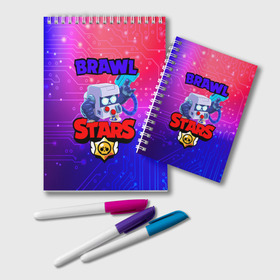 Блокнот с принтом Brawl Stars 8 BIT в Тюмени, 100% бумага | 48 листов, плотность листов — 60 г/м2, плотность картонной обложки — 250 г/м2. Листы скреплены удобной пружинной спиралью. Цвет линий — светло-серый
 | Тематика изображения на принте: 8 | 8bit | bit | brawl | brawlstars | crow | leon | leonskin | max | mr p | sally | virus | бит | бравл | игра | леон | макс | молнии | мультик | пламя | старc | старз