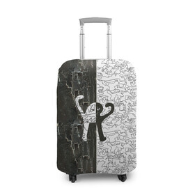Чехол для чемодана 3D с принтом ЪУЪ в Тюмени, 86% полиэфир, 14% спандекс | двустороннее нанесение принта, прорези для ручек и колес | 3d | звезды | зло | кот | лого | логотип | надпись | ъуъ | ъуъ съука | эмблема