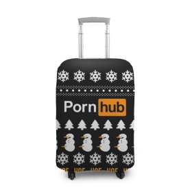 Чехол для чемодана 3D с принтом Новогодный порнхаб в Тюмени, 86% полиэфир, 14% спандекс | двустороннее нанесение принта, прорези для ручек и колес | 