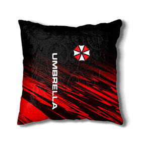 Подушка 3D с принтом UMBRELLA CORPORATION. в Тюмени, наволочка – 100% полиэстер, наполнитель – холлофайбер (легкий наполнитель, не вызывает аллергию). | состоит из подушки и наволочки. Наволочка на молнии, легко снимается для стирки | corp | corporation | resident evil | umbrella | umbrella corporation | зомби апокалипсис | зонт | игра