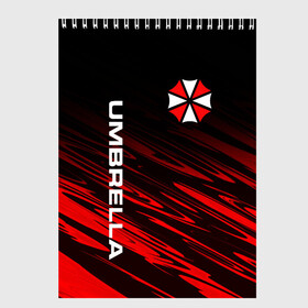 Скетчбук с принтом UMBRELLA CORPORATION в Тюмени, 100% бумага
 | 48 листов, плотность листов — 100 г/м2, плотность картонной обложки — 250 г/м2. Листы скреплены сверху удобной пружинной спиралью | corp | corporation | resident evil | umbrella | umbrella corporation | зомби апокалипсис | зонт | игра